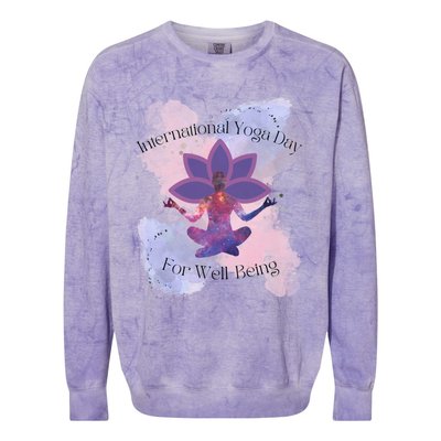 International Yoga Day For Wellbeing Gift Colorblast Crewneck Sweatshirt