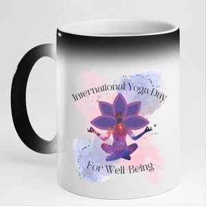 International Yoga Day For Wellbeing Gift 11oz Black Color Changing Mug