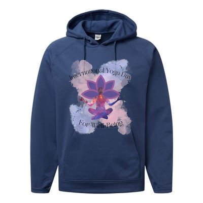 International Yoga Day For Wellbeing Gift Performance Fleece Hoodie