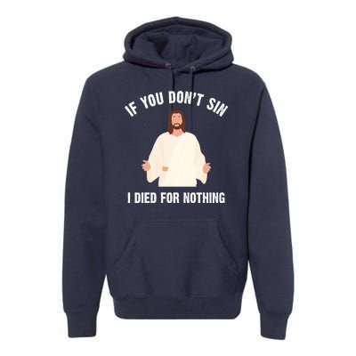 If You Dont Sin I Died For Nothing Jesus Premium Hoodie