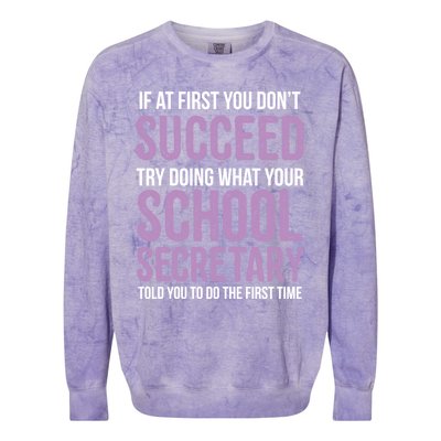 If You Don't Succeed Try What School Secretary Told You To Gift Colorblast Crewneck Sweatshirt