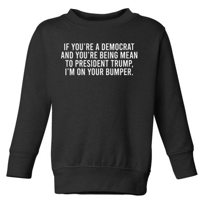 If Youre Democrat Youre Mean to Trump Im on Your Bumper Toddler Sweatshirt