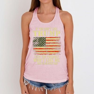 if you don't like trump then you probably won't like me  Women's Knotted Racerback Tank