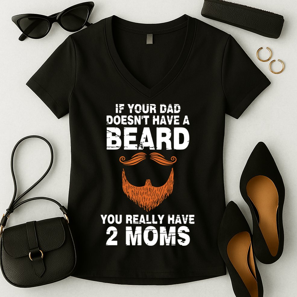 If Your Dad Doesn't Have A Beard You Really Have 2 Moms Women's V-Neck T-Shirt