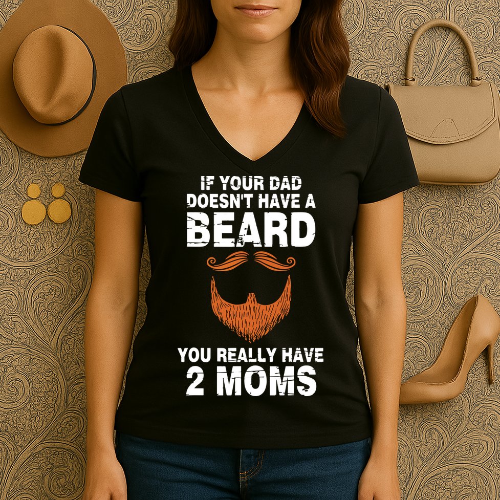 If Your Dad Doesn't Have A Beard You Really Have 2 Moms Women's V-Neck T-Shirt