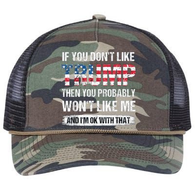 If You DonT Like Trump Then You Probably WonT Like Me Retro Rope Trucker Hat Cap