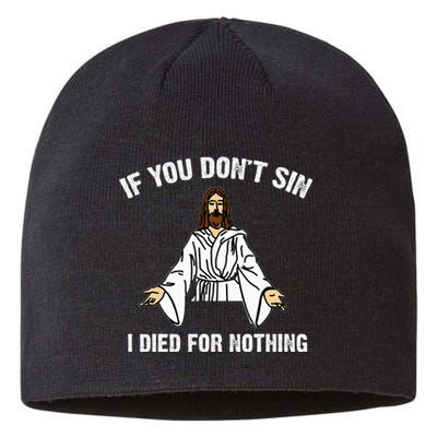 If You DonT Sin Vintage Jesus Christian I Died For Nothing Sustainable Beanie