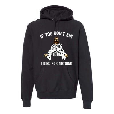 If You DonT Sin Vintage Jesus Christian I Died For Nothing Premium Hoodie