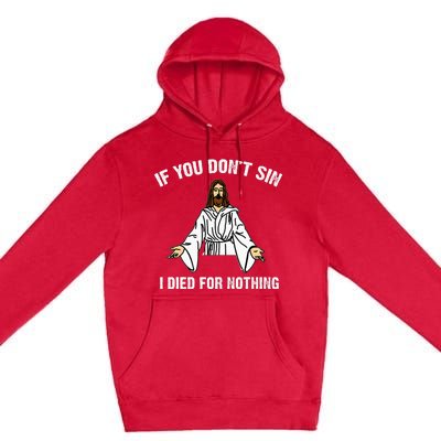 If You DonT Sin Vintage Jesus Christian I Died For Nothing Premium Pullover Hoodie