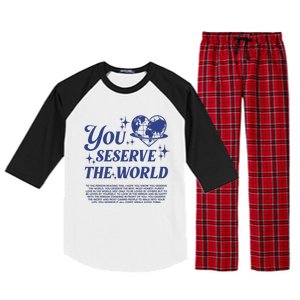 Inspirational You Deserve The World Raglan Sleeve Pajama Set