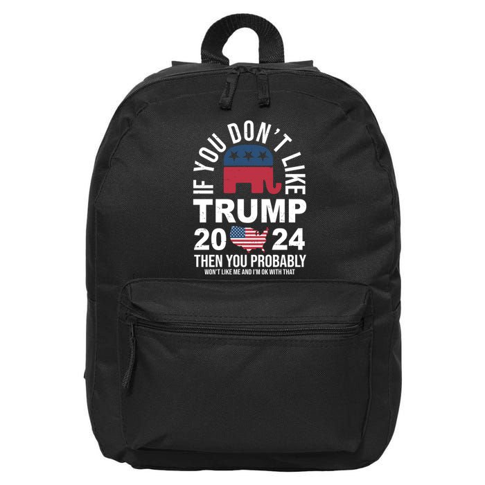 If You Dont Like Trump Then You Probably Wont Like Me Funny Political 16 in Basic Backpack