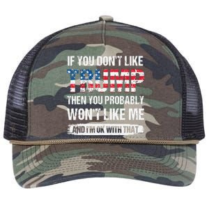 If You Don't Like Trump Then You Probably Won't Like Me Retro Rope Trucker Hat Cap