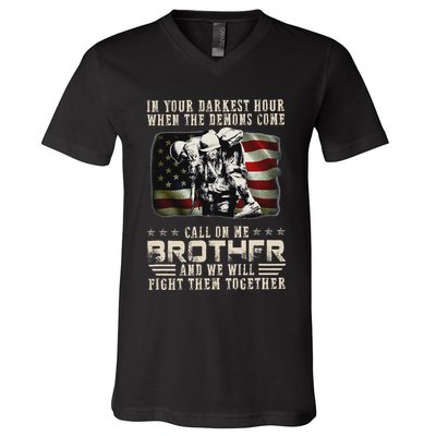 In Your Darkest Ho Ur When The Demons Come Call On Me V-Neck T-Shirt