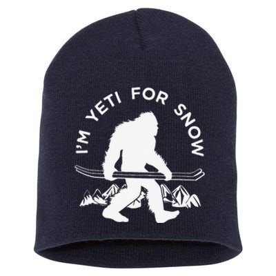 Im Yeti For Snow Funny Mountain Snowman Skiing Short Acrylic Beanie