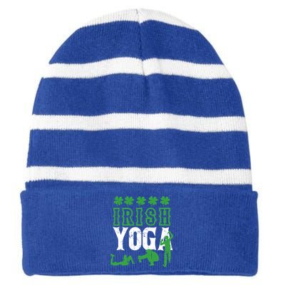 Irish Yoga Funny Saint Patricks Day Ing Team St Patty Gift Striped Beanie with Solid Band