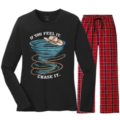 If You Feel It Chase It Women's Long Sleeve Flannel Pajama Set 