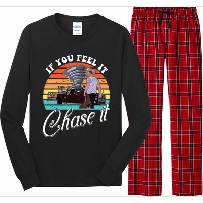 If You Feel It Chase It Vintage Design Long Sleeve Pajama Set