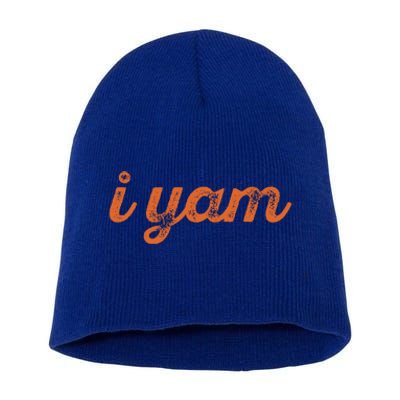 I Yam Funny Thanksgiving Sweet Potato Fun Couple Meme Gift Short Acrylic Beanie