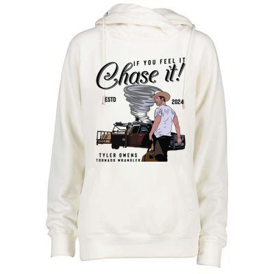 If You Feel It Chase It Cowboy Tornado Wrangler Womens Funnel Neck Pullover Hood