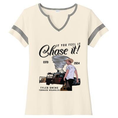 If You Feel It Chase It Cowboy Tornado Wrangler Ladies Halftime Notch Neck Tee