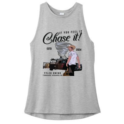 If You Feel It Chase It Cowboy Tornado Wrangler Ladies PosiCharge Tri-Blend Wicking Tank