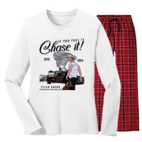 If You Feel It Chase It Cowboy Tornado Wrangler Women's Long Sleeve Flannel Pajama Set 