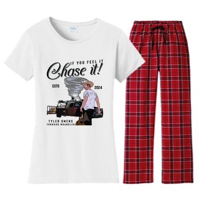 If You Feel It Chase It Cowboy Tornado Wrangler Women's Flannel Pajama Set