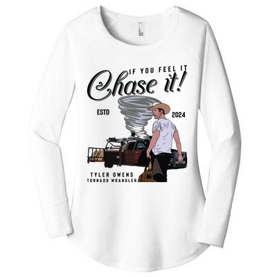 If You Feel It Chase It Cowboy Tornado Wrangler Women's Perfect Tri Tunic Long Sleeve Shirt