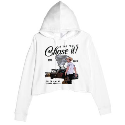 If You Feel It Chase It Cowboy Tornado Wrangler Crop Fleece Hoodie