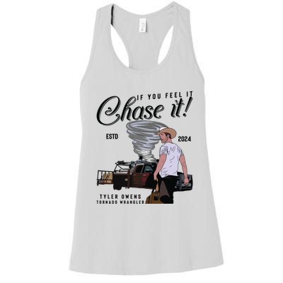 If You Feel It Chase It Cowboy Tornado Wrangler Women's Racerback Tank