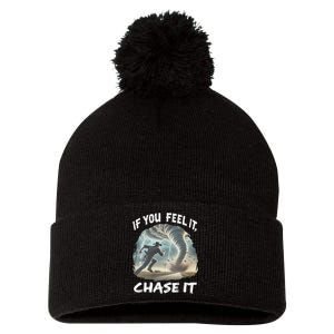 If You Feel It Chase It Tornado Wrangler Tornado Chase Pom Pom 12in Knit Beanie