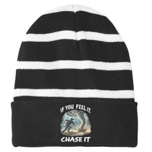 If You Feel It Chase It Tornado Wrangler Tornado Chase Striped Beanie with Solid Band