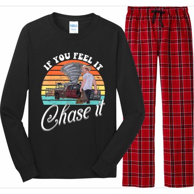 If You Feel It Chase It Vintage Design Long Sleeve Pajama Set