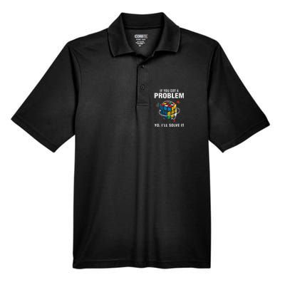 If You Got A Problem Yo ILl Solve It Funny Speed Cubing Men's Origin Performance Pique Polo