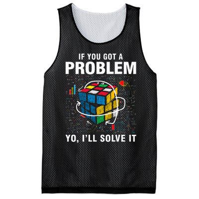 If You Got A Problem Yo ILl Solve It Funny Speed Cubing Mesh Reversible Basketball Jersey Tank