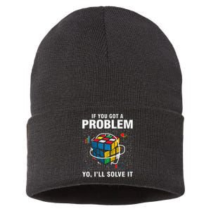 IF You Got A Problem Yo Ill Solve It Funny Speed Cubing Sustainable Knit Beanie