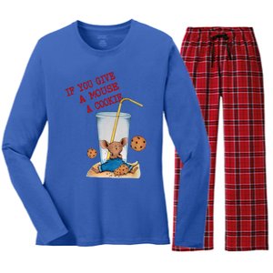 If You Give Mouse A Cookie Women's Long Sleeve Flannel Pajama Set 