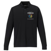 IF You Got A Problem Yo Ill Solve It Funny Speed Cubing Performance Long Sleeve Polo