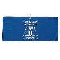 If Youre Going To Fight Fight Like Third Monkey Large Microfiber Waffle Golf Towel
