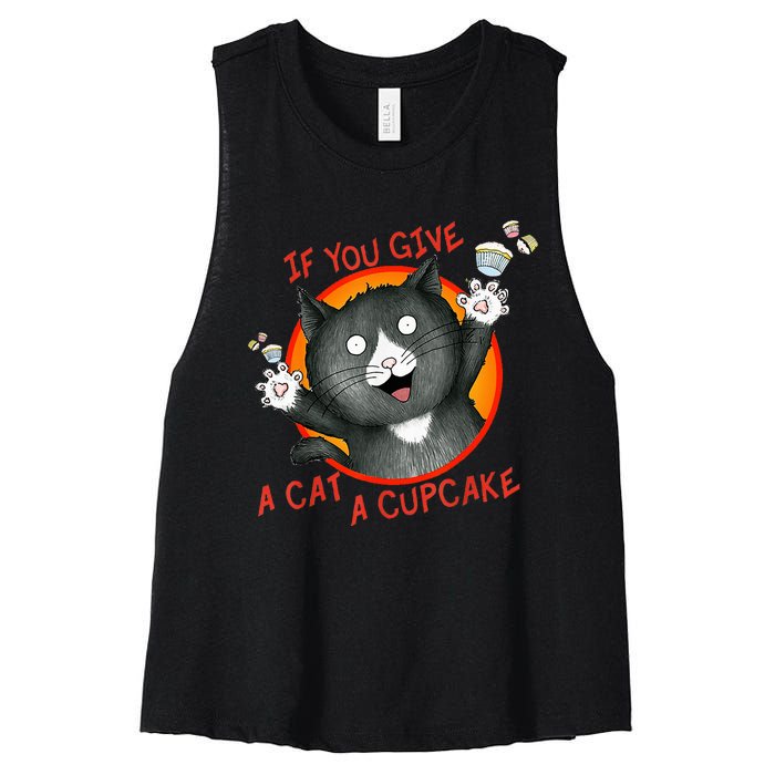 If You Give A Cat A Cupcake Women's Racerback Cropped Tank