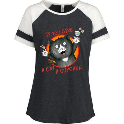 If You Give A Cat A Cupcake Enza Ladies Jersey Colorblock Tee