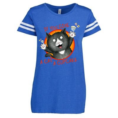 If You Give A Cat A Cupcake Enza Ladies Jersey Football T-Shirt