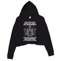If You're Going To Fight Like You're Third Monkey Crop Fleece Hoodie