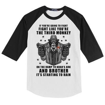If You're Going To Fight Like You're Third Monkey Kids Colorblock Raglan Jersey