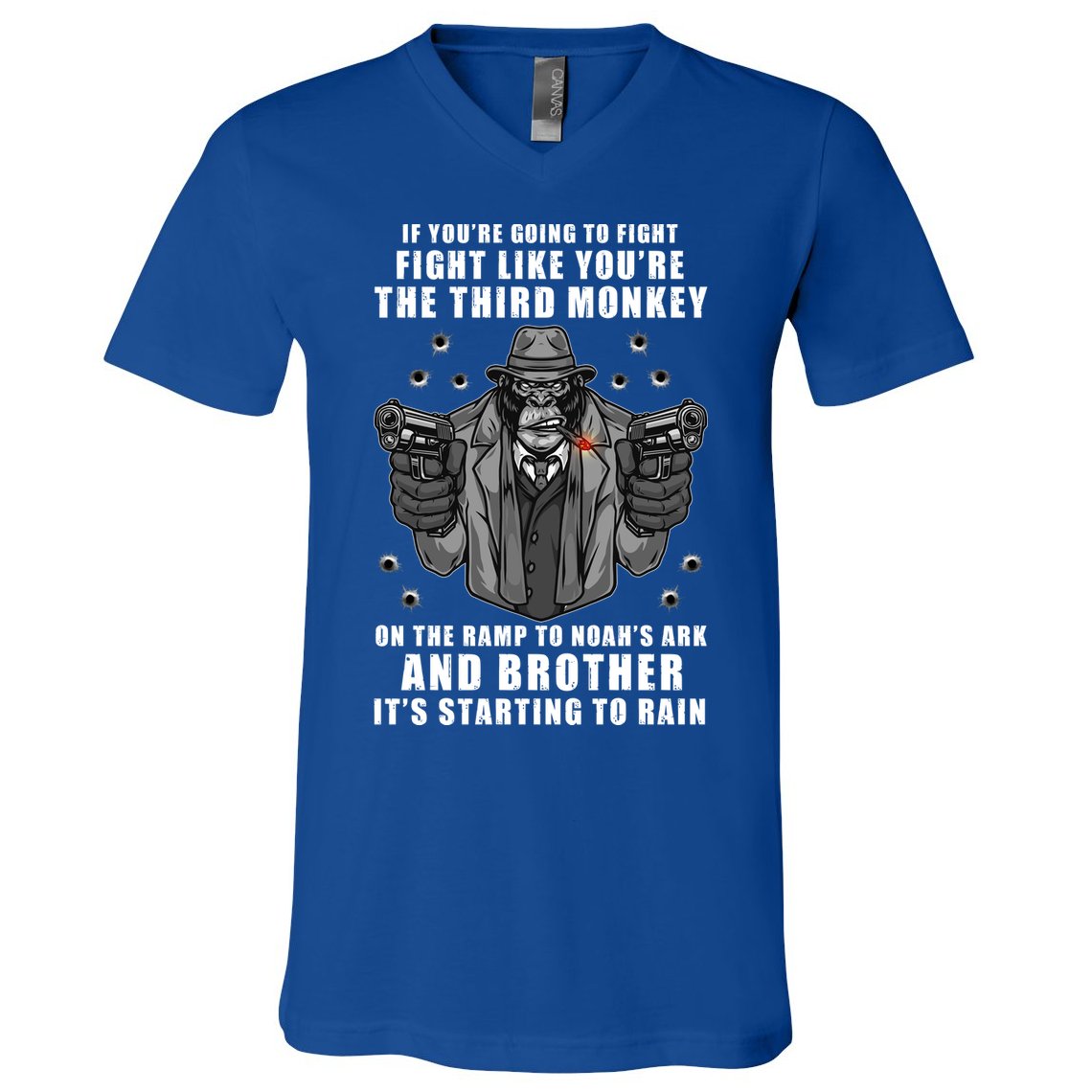 If You're Going To Fight Like You're Third Monkey V-Neck T-Shirt