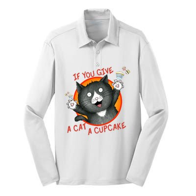 If You Give A Cat A Cupcake Silk Touch Performance Long Sleeve Polo