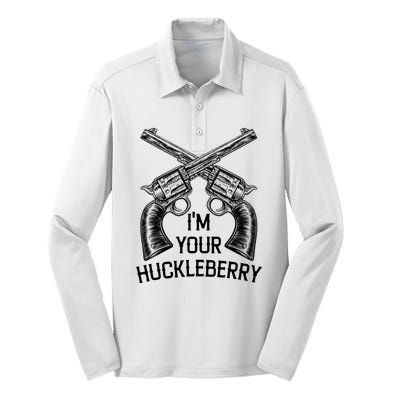 I'm Your Huckleberry With Guns Retro. Silk Touch Performance Long Sleeve Polo