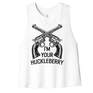 I'm Your Huckleberry With Guns Retro. Women's Racerback Cropped Tank