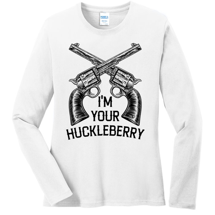 I'm Your Huckleberry With Guns Retro. Ladies Long Sleeve Shirt