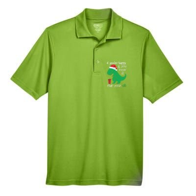 If YouRe Happy Clap Your Hand Christmas Dinosaur Trex Gift Men's Origin Performance Pique Polo